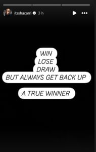 Screengrab of Sha'Carri Richardson's Instagram Story [Image Source : Sha'Carri Richardson's Instagram